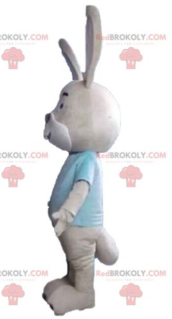 Mascotte très rigolote de gros lapin blanc et rose REDBROKOLY / REDBROKO_03250 3