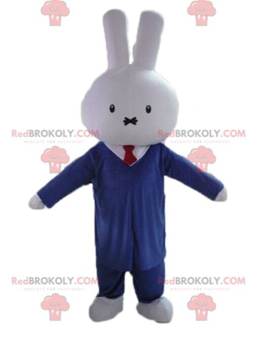 Brown rabbit REDBROKOLY mascot plush dressed in red / REDBROKO_03399