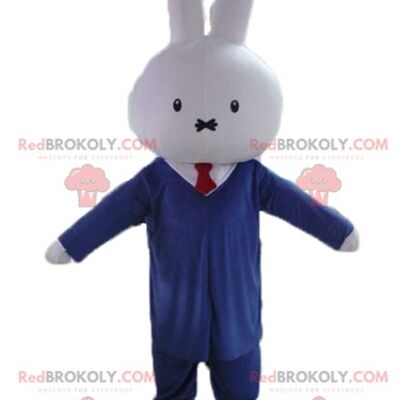 Brown rabbit REDBROKOLY mascot plush dressed in red / REDBROKO_03399