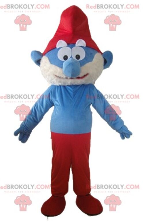 Smurf REDBROKOLY mascot blue and white comic character / REDBROKO_03480