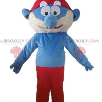 Schlumpf REDBROKOLY Maskottchen blau-weiße Comicfigur / REDBROKO_03480