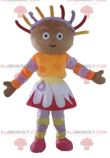 Mascotte ange cupidon rose REDBROKOLY avec un noeud et des ailes / REDBROKO_03484 1