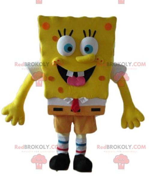 SpongeBob REDBROKOLY mascot yellow cartoon character / REDBROKO_03540