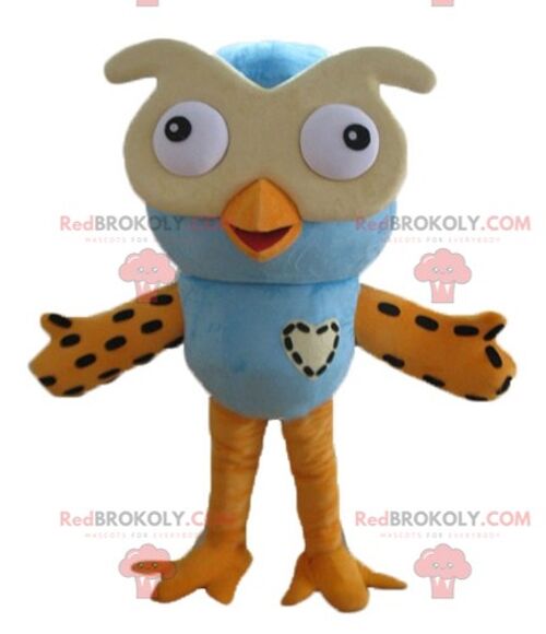 Very funny and colorful pink and blue owl REDBROKOLY mascot / REDBROKO_03545