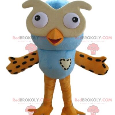 Very funny and colorful pink and blue owl REDBROKOLY mascot / REDBROKO_03545