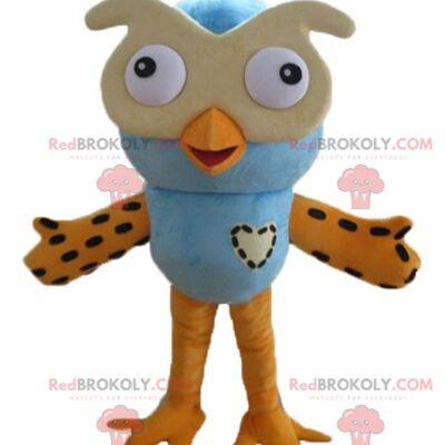 Very funny and colorful pink and blue owl REDBROKOLY mascot / REDBROKO_03545