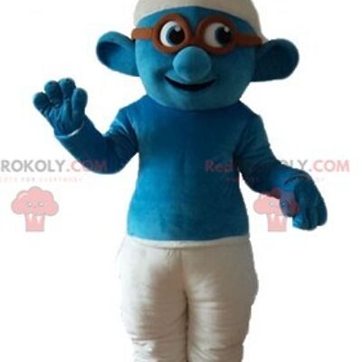 Smurf REDBROKOLY mascot blue and white comic character / REDBROKO_03592