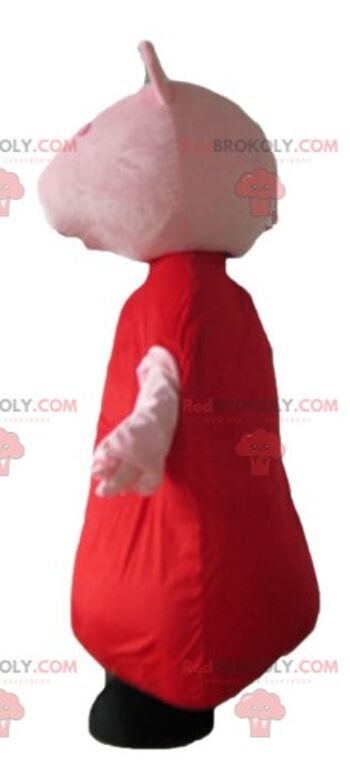 Mascotte de cochon rose REDBROKOLY habillé en bleu / REDBROKO_03611 3