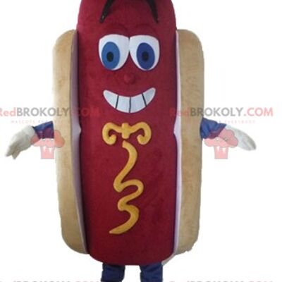 Sehr lustiges Hot Dog REDBROKOLY Maskottchen mit Brille und Kochmütze / REDBROKO_03749