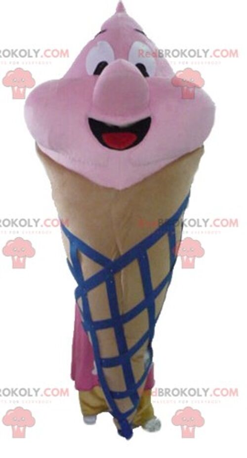 REDBROKOLY mascot giant pink and yellow ice cream cone / REDBROKO_03753