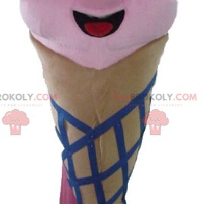 Mascota de REDBROKOLY cono de helado gigante rosa y amarillo / REDBROKO_03753