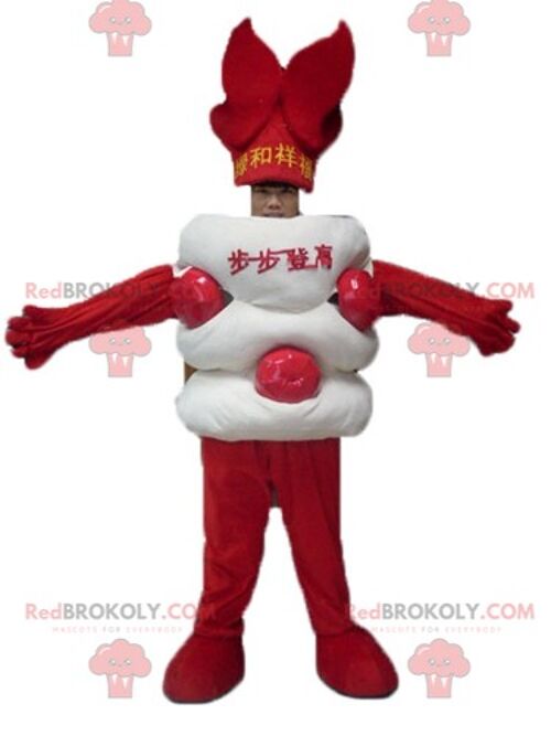 REDBROKOLY mascot giant brown and pink ice cream cone / REDBROKO_03758
