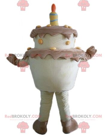 Mascotte de boule de glace beige bonhomme de neige REDBROKOLY avec une toque / REDBROKO_03761 2