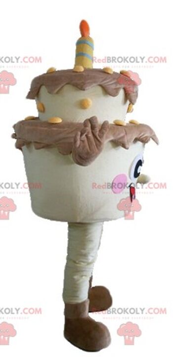 Mascotte de boule de glace beige bonhomme de neige REDBROKOLY avec une toque / REDBROKO_03761 3