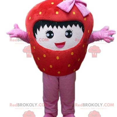 Mascotte REDBROKOLY gigante rossa e verde fragola ciliegia / REDBROKO_03784