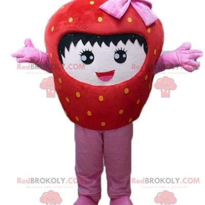 Giant red and green strawberry cherry REDBROKOLY mascot / REDBROKO_03784