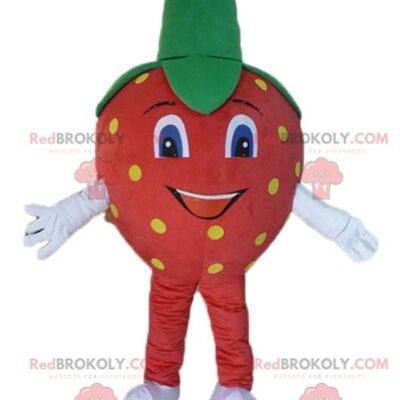 Mascota REDBROKOLY de guisante de fruta vegetal verde muy sonriente / REDBROKO_03788