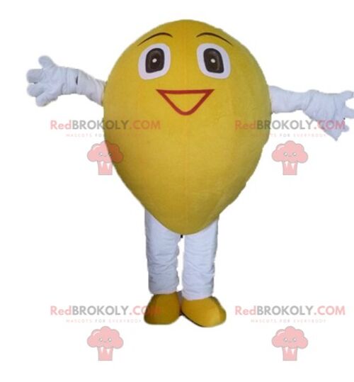 Giant and smiling yellow lemon REDBROKOLY mascot / REDBROKO_03791