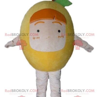 Giant and smiling yellow lemon REDBROKOLY mascot / REDBROKO_03792