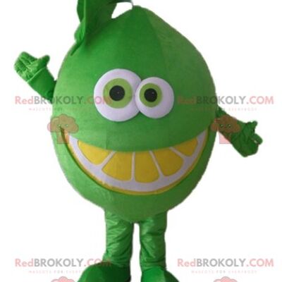 Yellow lemon REDBROKOLY mascot with flowers on the head / REDBROKO_03800