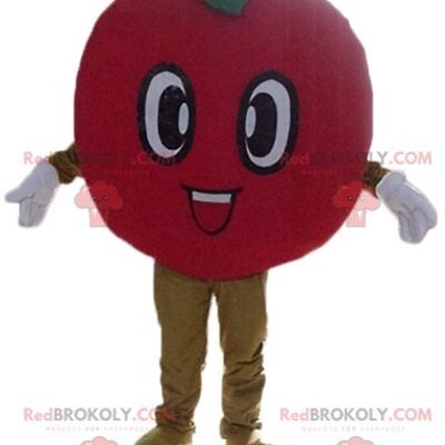Mascotte de pomme rouge géante et souriante REDBROKOLY / REDBROKO_03802