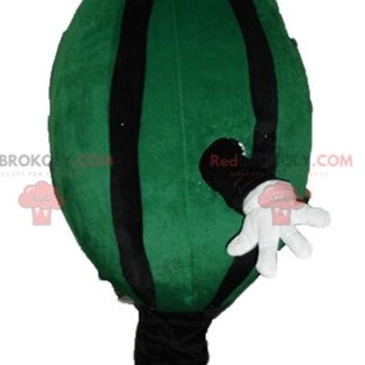 Riesige grüne und schwarze Wassermelone REDBROKOLY Maskottchen / REDBROKO_03818