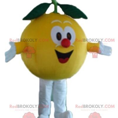 Mascotte géante de citron orange REDBROKOLY à l'air féroce / REDBROKO_03823