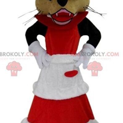 Lupo REDBROKOLY mascotte vestito con abito da Babbo Natale / REDBROKO_03832
