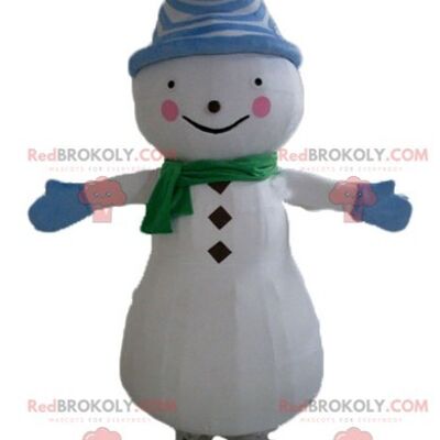 Mascotte REDBROKOLY de gros bonhomme de neige avec une jupe et des tresses / REDBROKO_03843