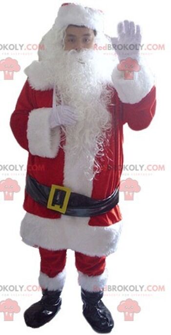 Mascotte de castor marron REDBROKOLY en tenue de Père Noël / REDBROKO_03848