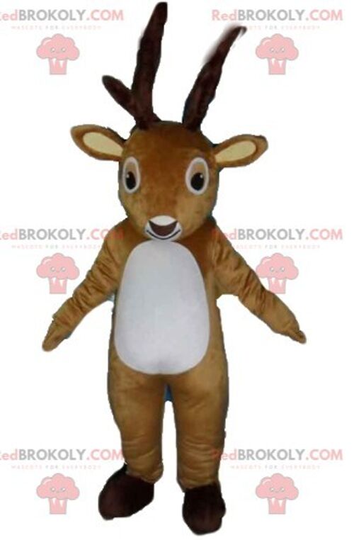 Brown and white plush reindeer REDBROKOLY mascot / REDBROKO_03853