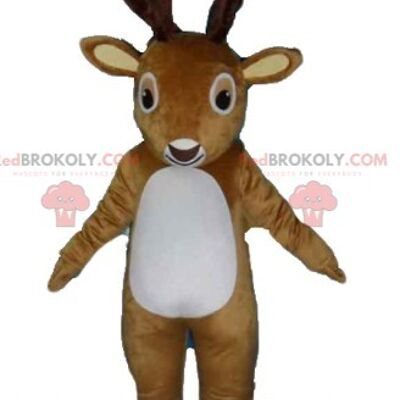 Brown and white plush reindeer REDBROKOLY mascot / REDBROKO_03853