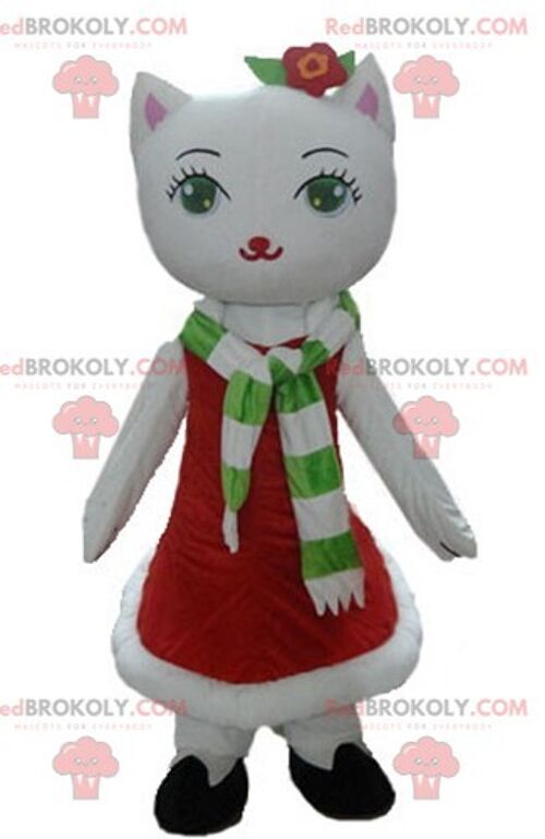 Teddy bear REDBROKOLY mascot in Santa Claus outfit / REDBROKO_03861