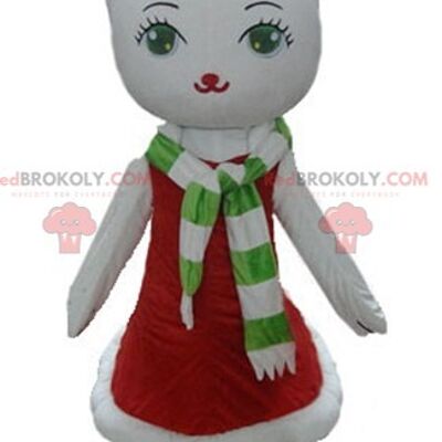 Teddy bear REDBROKOLY mascot in Santa Claus outfit / REDBROKO_03861