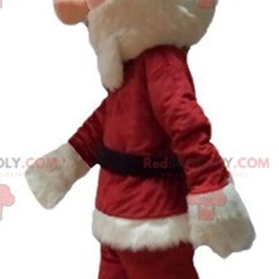 Mascotte de Père Noël REDBROKOLY habillé en rouge et blanc avec une barbe / REDBROKO_03870