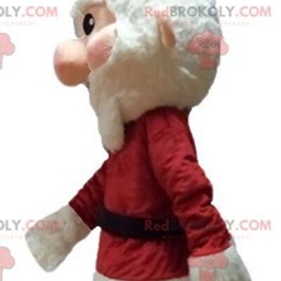 Santa Claus REDBROKOLY mascot dressed in red and white with a beard / REDBROKO_03870