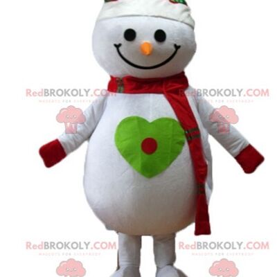 Mascota de Santa Claus REDBROKOLY con traje tradicional rojo y blanco / REDBROKO_03877