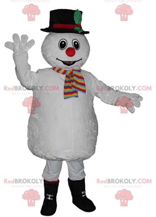 REDBROKOLY mascot pretty white snowman very smiling / REDBROKO_03886