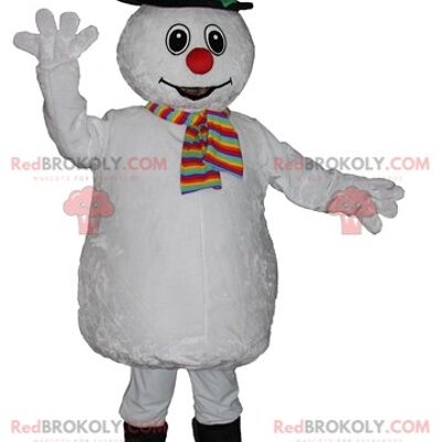 REDBROKOLY mascotte grazioso pupazzo di neve bianco molto sorridente / REDBROKO_03886