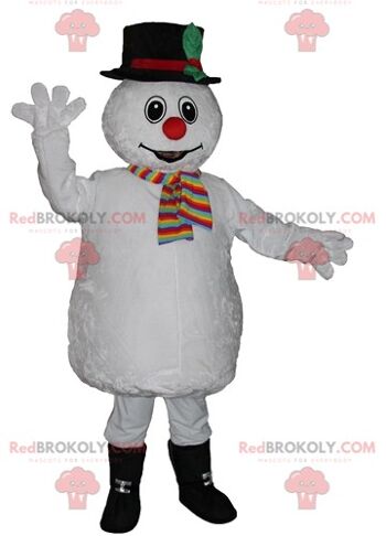 Mascotte de REDBROKOLY, joli bonhomme de neige blanc très souriant / REDBROKO_03886 1