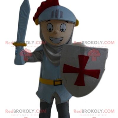 Viking bearded man REDBROKOLY mascot dressed in red and white / REDBROKO_03895