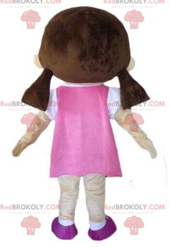 Coquette fille mascotte REDBROKOLY vêtue d'une robe rose / REDBROKO_03905 2