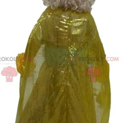 Mascotte cavaliere REDBROKOLY con abito giallo e mantello verde / REDBROKO_03918
