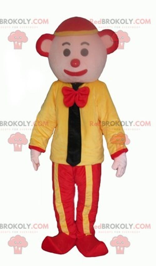 Very smiling multicolored clown REDBROKOLY mascot / REDBROKO_04012
