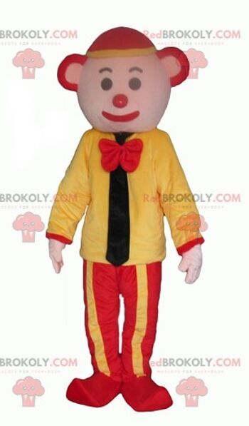 Mascotte de clown multicolore très souriant REDBROKOLY / REDBROKO_04012
