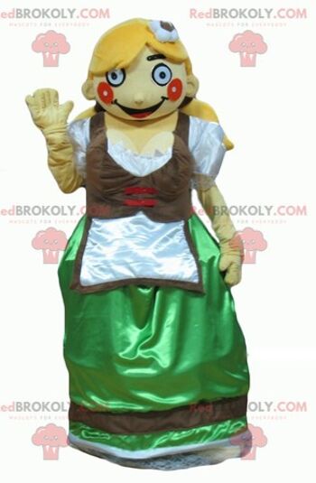 Mascotte de pompier REDBROKOLY en tenue très souriante / REDBROKO_04023