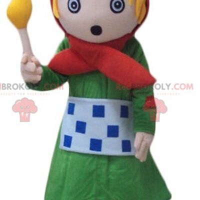 Blond boy REDBROKOLY mascot young teenager in colorful outfit / REDBROKO_04032