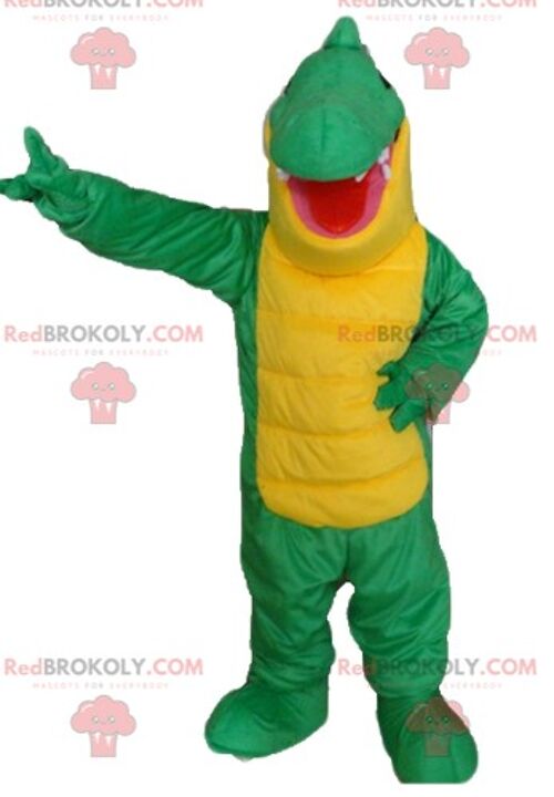 Very funny giant green and blue crocodile REDBROKOLY mascot / REDBROKO_04078