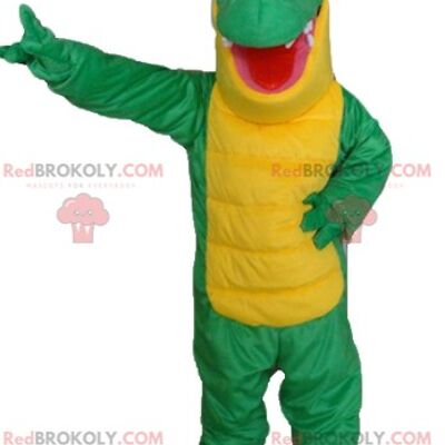 Very funny giant green and blue crocodile REDBROKOLY mascot / REDBROKO_04078