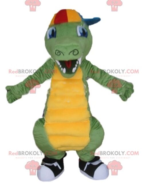 Original and funny green and yellow turtle REDBROKOLY mascot / REDBROKO_04083